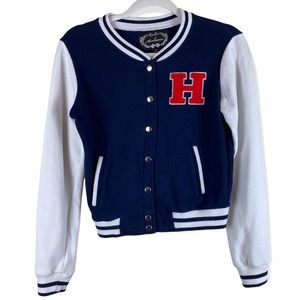 Ambiance Apparel Letterman Varsity Jock Sport Embroidered Red H Preppy Jacket